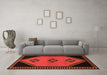 Machine Washable Southwestern Orange Country Area Rugs in a Living Room, wshtr1715org