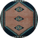 Round Southwestern Light Blue Country Rug, tr1715lblu