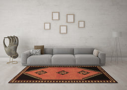 Machine Washable Southwestern Brown Country Rug in a Living Room,, wshtr1715brn