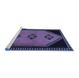 Sideview of Machine Washable Southwestern Blue Country Rug, wshtr1715blu