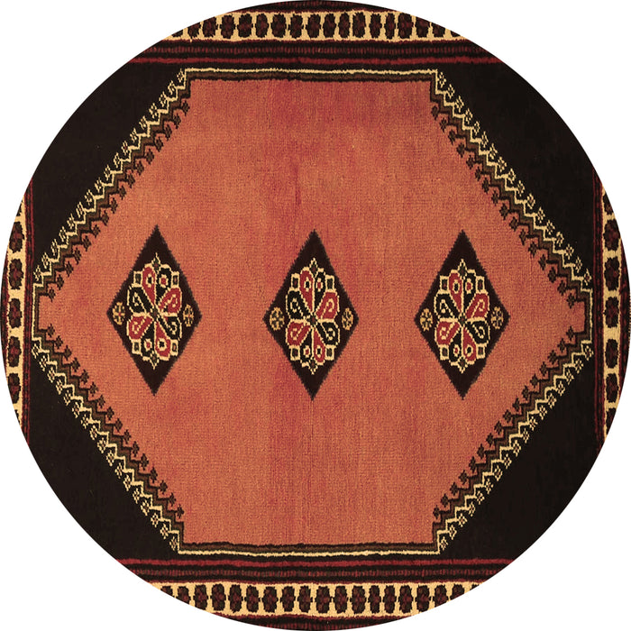 Round Southwestern Brown Country Rug, tr1715brn