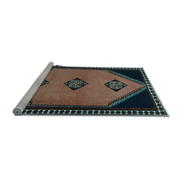 Sideview of Machine Washable Southwestern Light Blue Country Rug, wshtr1715lblu