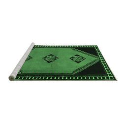 Sideview of Machine Washable Southwestern Emerald Green Country Area Rugs, wshtr1715emgrn