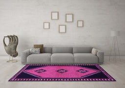 Machine Washable Southwestern Purple Country Area Rugs in a Living Room, wshtr1715pur