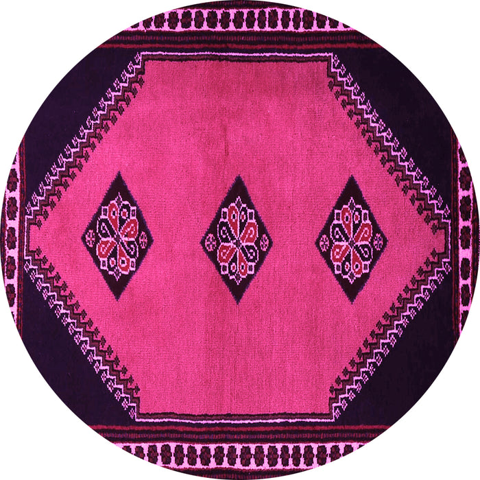 Round Machine Washable Southwestern Pink Country Rug, wshtr1715pnk