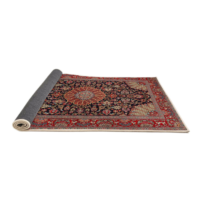 Sideview of Traditional Saffron Red Medallion Rug, tr1716