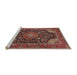 Sideview of Machine Washable Traditional Saffron Red Rug, wshtr1716