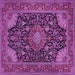 Square Machine Washable Medallion Purple Traditional Area Rugs, wshtr1716pur