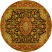 Round Medallion Yellow Traditional Rug, tr1716yw