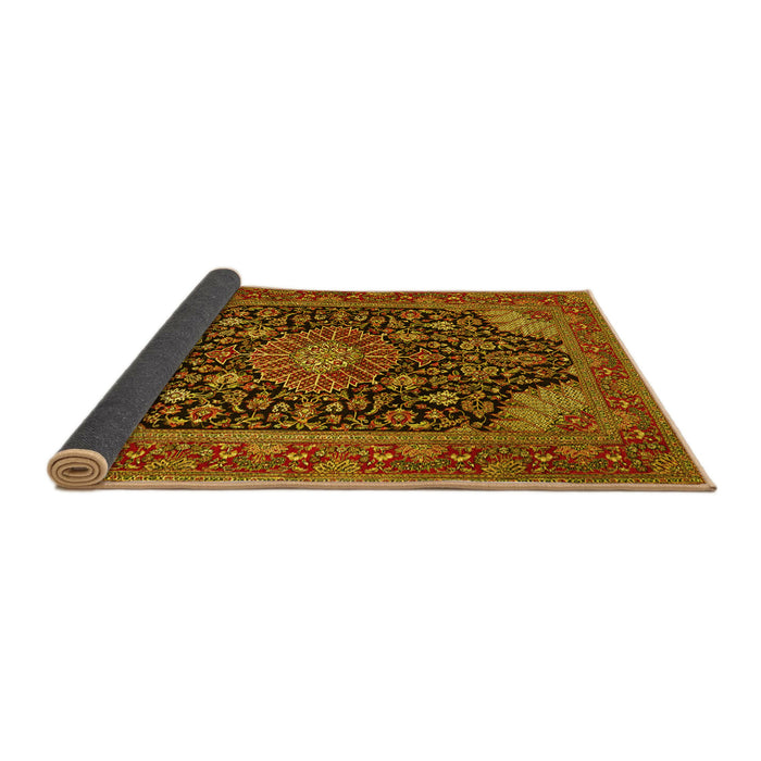 Sideview of Medallion Yellow Traditional Rug, tr1716yw