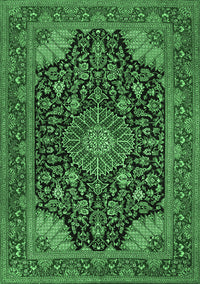 Medallion Emerald Green Traditional Rug, tr1716emgrn