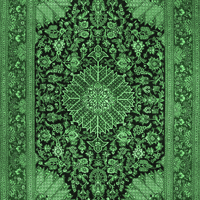 Medallion Emerald Green Traditional Rug, tr1716emgrn