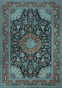 Medallion Light Blue Traditional Rug, tr1716lblu