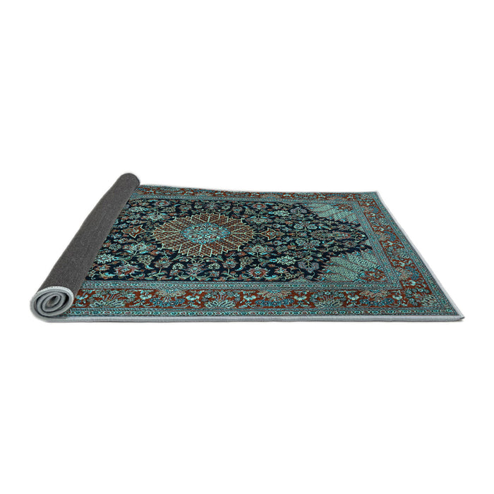 Sideview of Medallion Light Blue Traditional Rug, tr1716lblu
