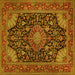 Square Medallion Yellow Traditional Rug, tr1716yw