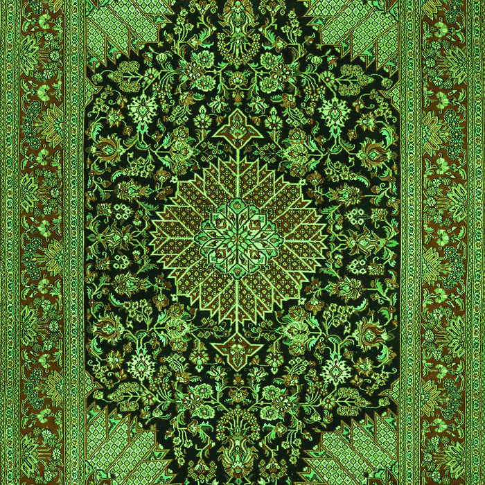Serging Thickness of Machine Washable Medallion Green Traditional Area Rugs, wshtr1716grn