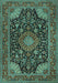 Machine Washable Medallion Turquoise Traditional Area Rugs, wshtr1716turq