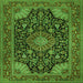 Serging Thickness of Medallion Green Traditional Rug, tr1716grn