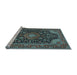 Sideview of Machine Washable Medallion Light Blue Traditional Rug, wshtr1716lblu