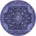 Round Medallion Blue Traditional Rug, tr1716blu