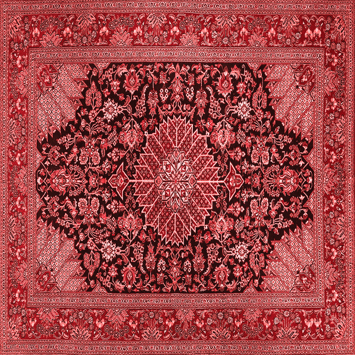 Machine Washable Medallion Red Traditional Rug, wshtr1716red