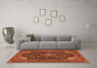 Machine Washable Medallion Orange Traditional Area Rugs in a Living Room, wshtr1716org