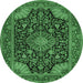 Round Medallion Emerald Green Traditional Rug, tr1716emgrn