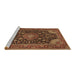 Sideview of Machine Washable Medallion Brown Traditional Rug, wshtr1716brn