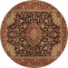 Round Medallion Brown Traditional Rug, tr1716brn