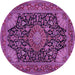 Round Medallion Purple Traditional Rug, tr1716pur