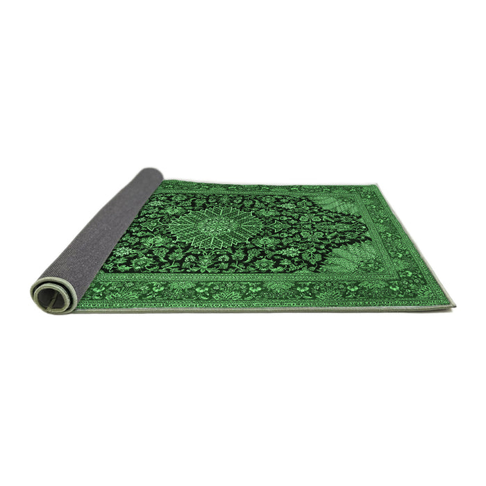 Sideview of Medallion Emerald Green Traditional Rug, tr1716emgrn