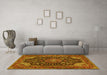 Machine Washable Medallion Yellow Traditional Rug in a Living Room, wshtr1716yw