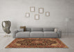 Machine Washable Medallion Brown Traditional Rug in a Living Room,, wshtr1716brn