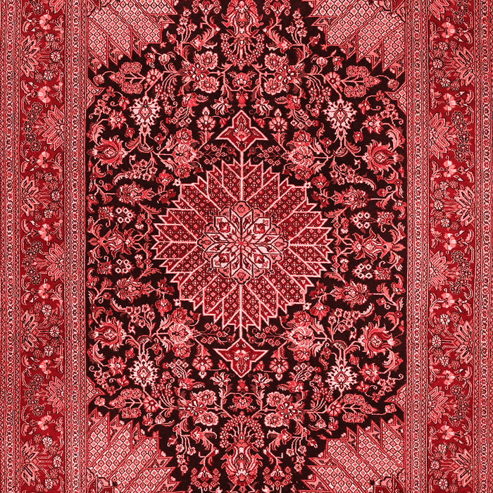 Machine Washable Medallion Red Traditional Rug, wshtr1716red