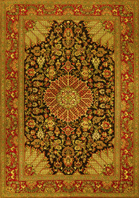 Medallion Yellow Traditional Rug, tr1716yw