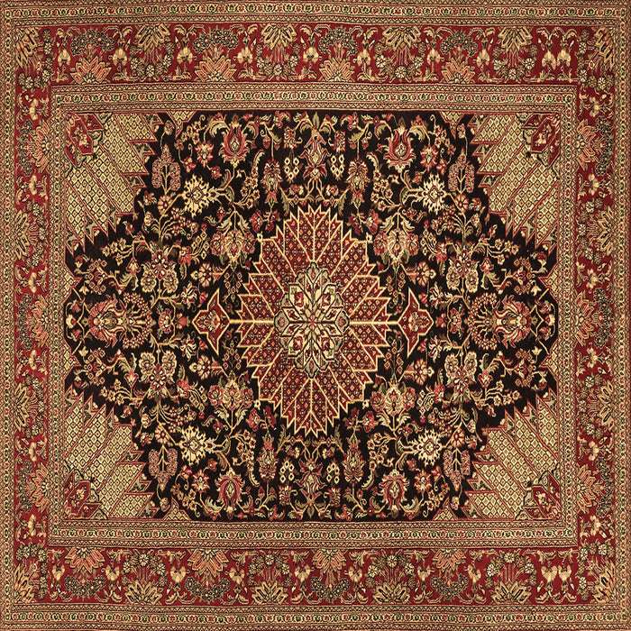 Square Medallion Brown Traditional Rug, tr1716brn