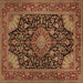 Square Medallion Brown Traditional Rug, tr1716brn