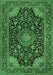 Machine Washable Medallion Emerald Green Traditional Area Rugs, wshtr1716emgrn