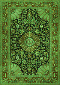 Medallion Green Traditional Rug, tr1716grn