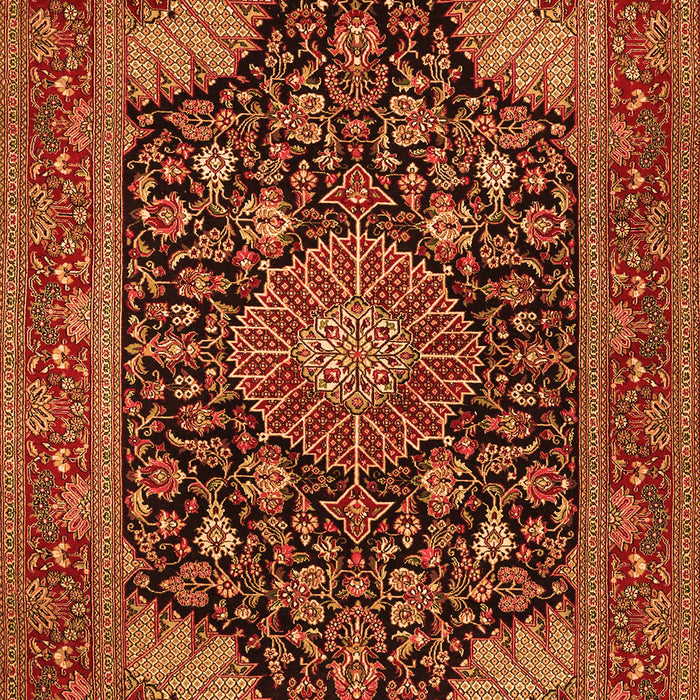 Serging Thickness of Machine Washable Medallion Orange Traditional Area Rugs, wshtr1716org