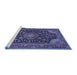 Sideview of Machine Washable Medallion Blue Traditional Rug, wshtr1716blu