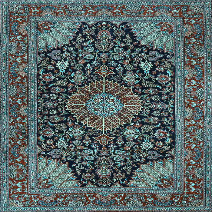 Square Medallion Light Blue Traditional Rug, tr1716lblu