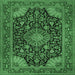 Square Medallion Emerald Green Traditional Rug, tr1716emgrn