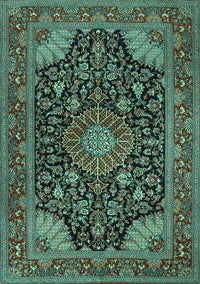 Medallion Turquoise Traditional Rug, tr1716turq