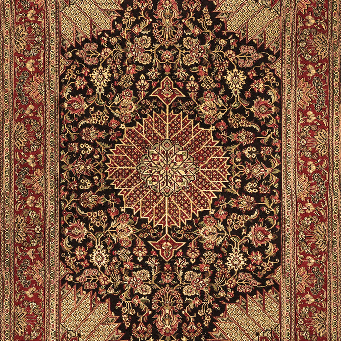 Machine Washable Medallion Brown Traditional Rug, wshtr1716brn