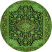 Square Medallion Green Traditional Rug, tr1716grn