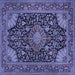 Square Medallion Blue Traditional Rug, tr1716blu