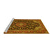 Sideview of Machine Washable Medallion Yellow Traditional Rug, wshtr1716yw