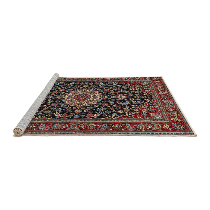 Sideview of Machine Washable Traditional Dark Almond Brown Rug, wshtr1717