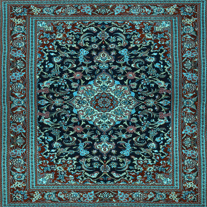 Square Medallion Light Blue Traditional Rug, tr1717lblu